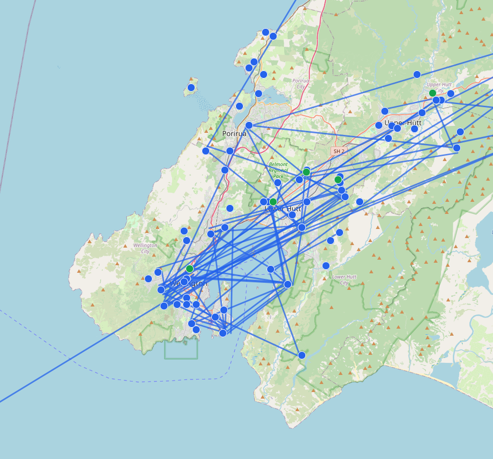 Connections forming the Mesh network