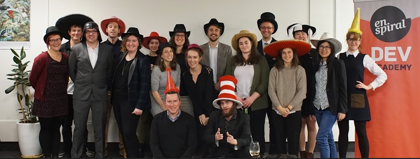 A cohort of students graduating Dev Academy
